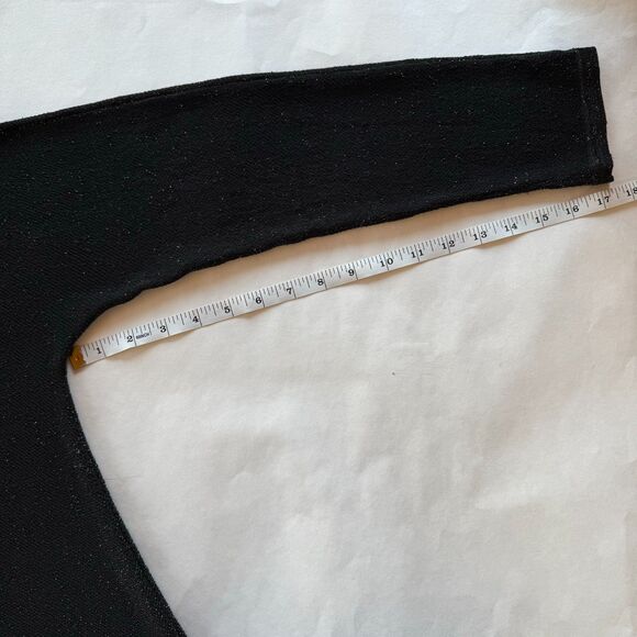 Eileen Fisher Women's Organic Linen Blend Crepe Sparkle Pullover in Black & Gold - Picture 10 of 10